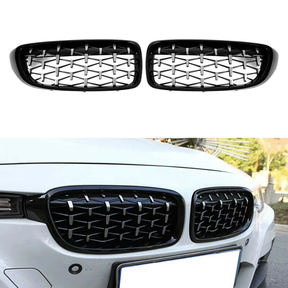 2014–2018 BMW 4-serie F32 F33 F36 F82 M4 Alle modeller svart & Krom diamantformet øvre frontgrill