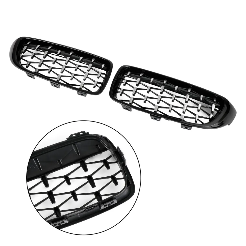 2014–2018 BMW 4-serie F32 F33 F36 F82 M4 Alle modeller svart & Krom diamantformet øvre frontgrill