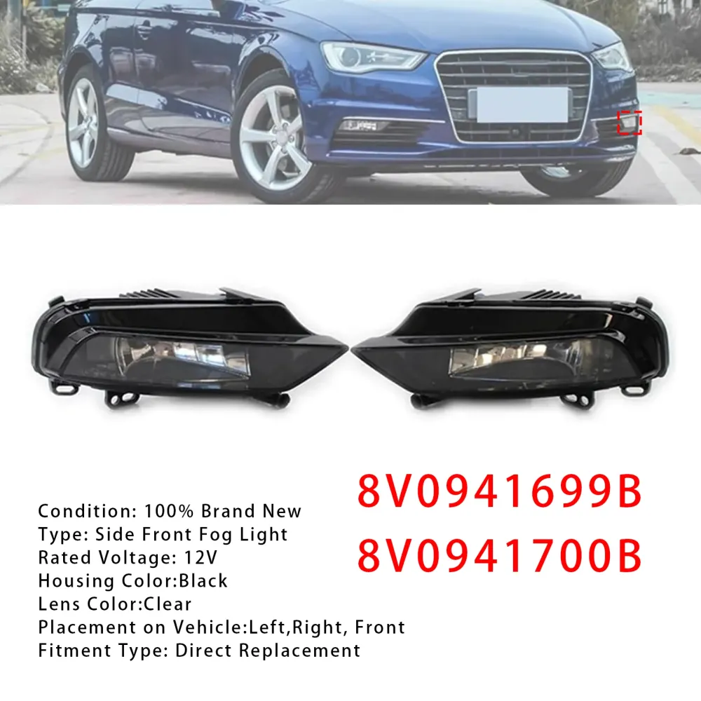 2015-2016 Audi A3 Saloon Pair foran tåkelamper med pærer 8v0941699b