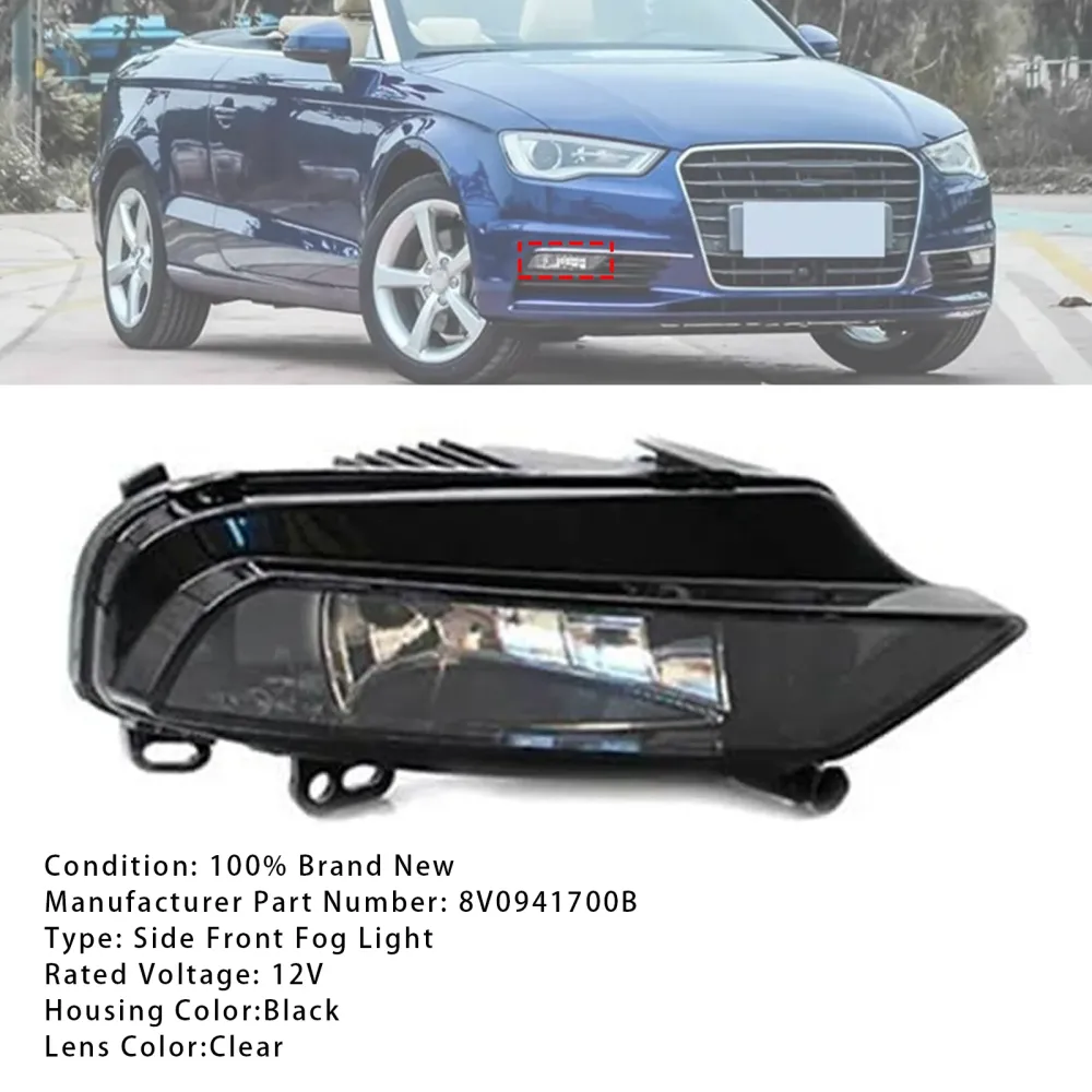 2015-2016 Audi A3 Saloon 1 PCS foran høyre tåke Lyslamper med pærer 8v0941700b