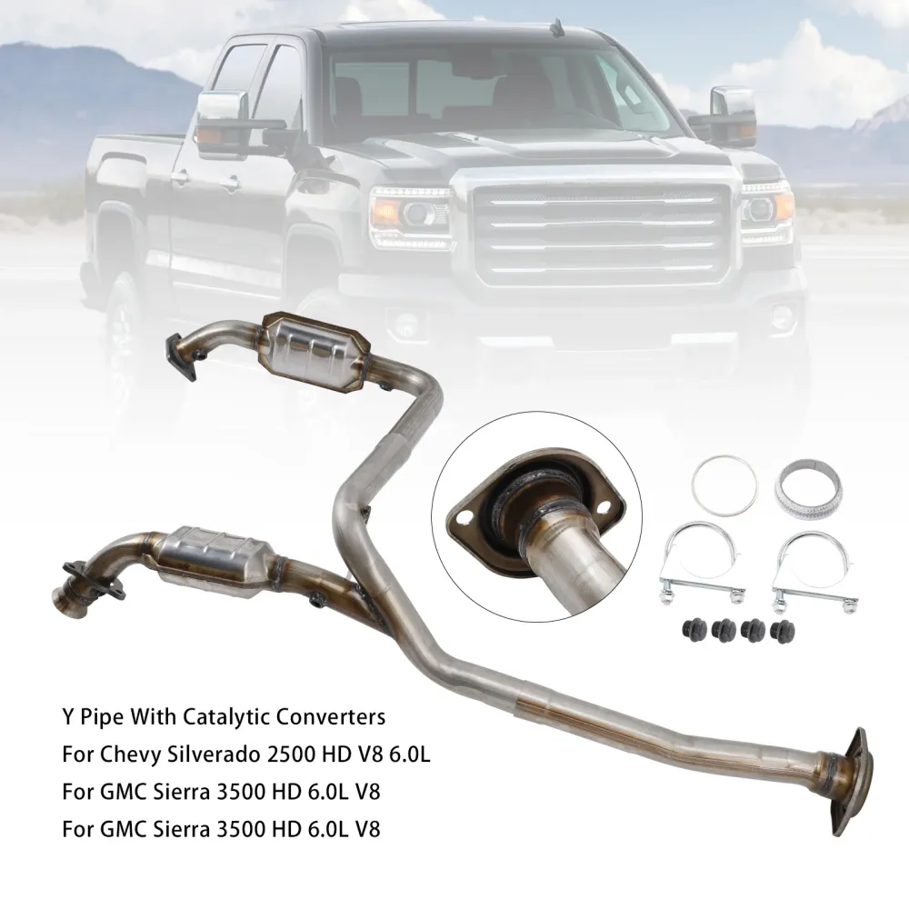 2015-2017 GMC Sierra 3500 HD 6.0L V8 Y Pipe Catalytic Converters