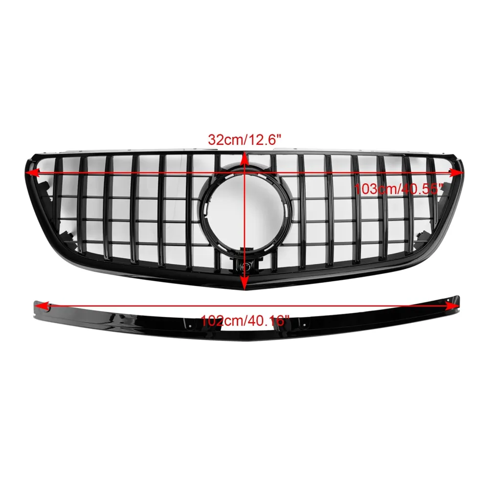 2015–2019 Vito W447 Mercedes GT Støtfangergrill i glanset sort