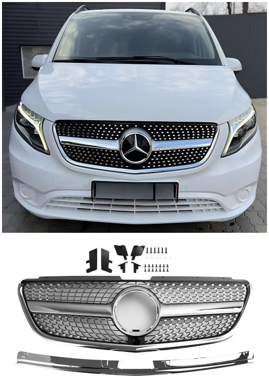 2015–2019 Vito W447 Mercedes GT Style Diamond støtfangergrill foran