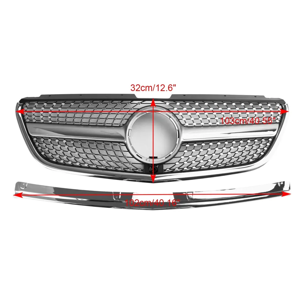 2015–2019 Vito W447 Mercedes GT Style Diamond støtfangergrill foran