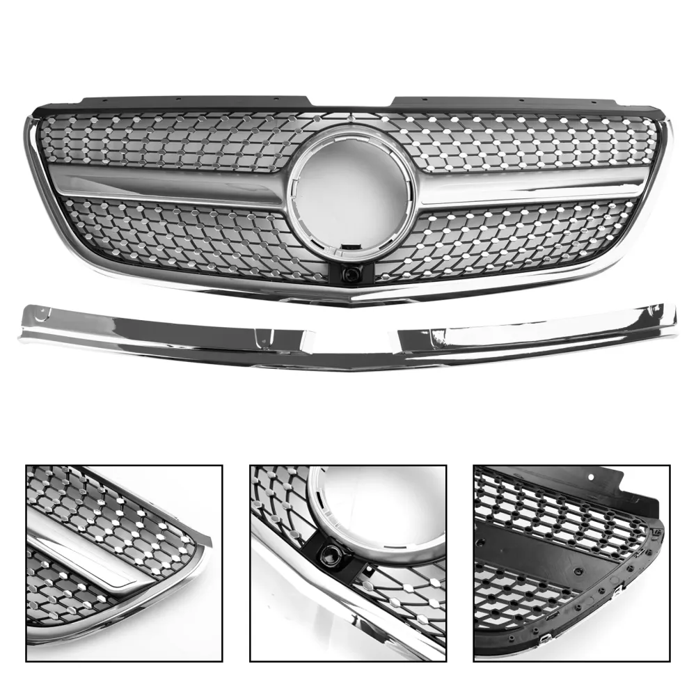 2015–2019 Vito W447 Mercedes GT Style Diamond støtfangergrill foran