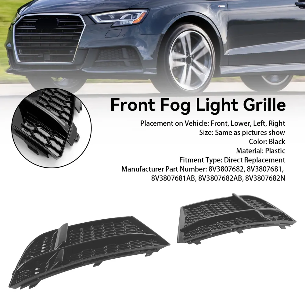 2016.05-2020 Audi A3 8V S-Line Sedan/Sportback/Convertible S3 Front Tog Light Cover Bezel Grill Grille