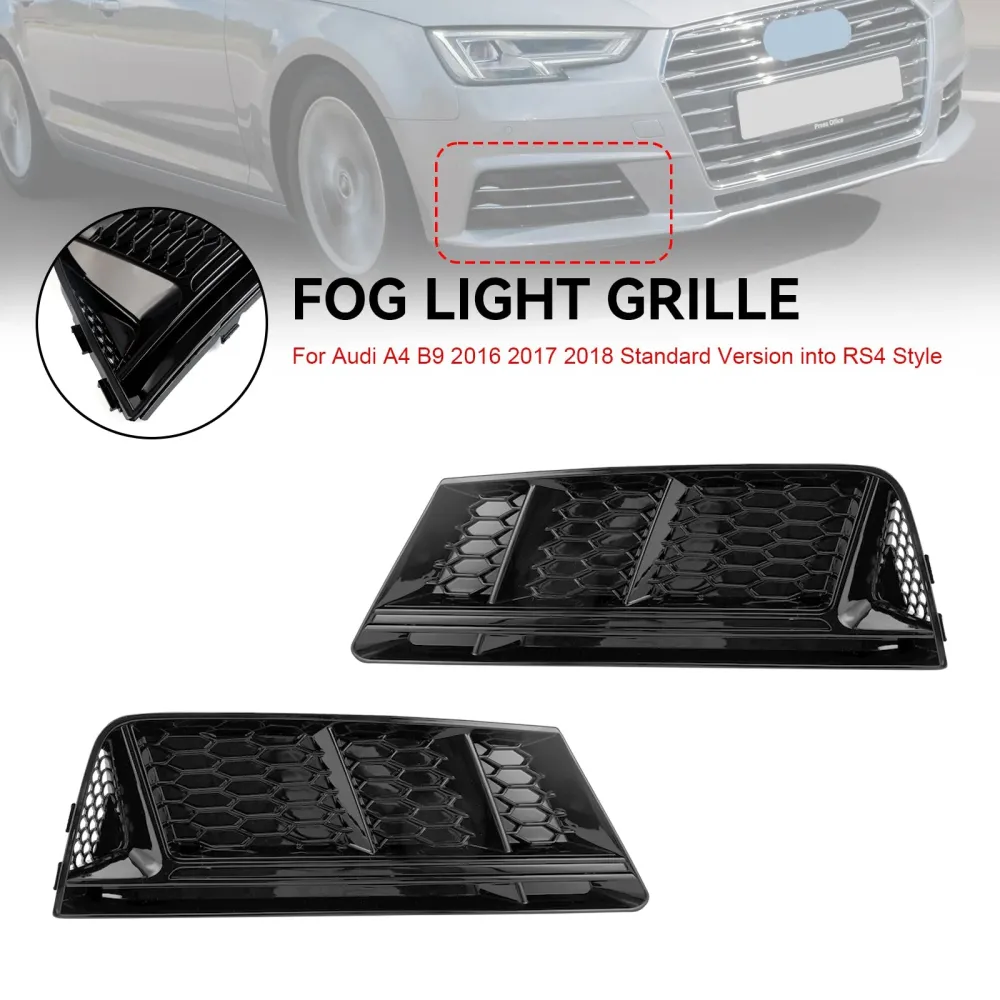 2016-2018 Audi A4 B9 Front Fog Light Grill Lower Bumper Grille Chrome