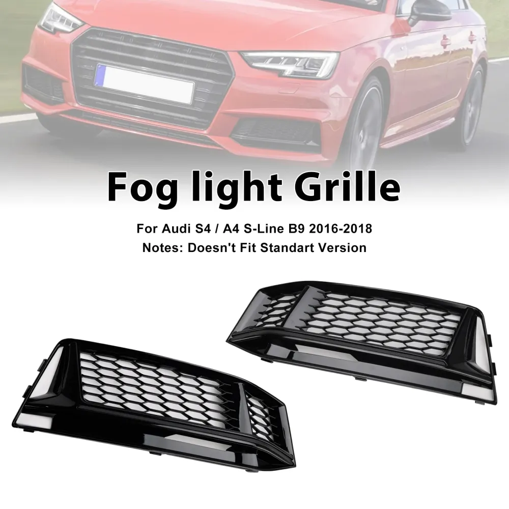 2016-2018 Audi A4 B9 S-Line S4 2PCS Tog Light Cover Grille Grill