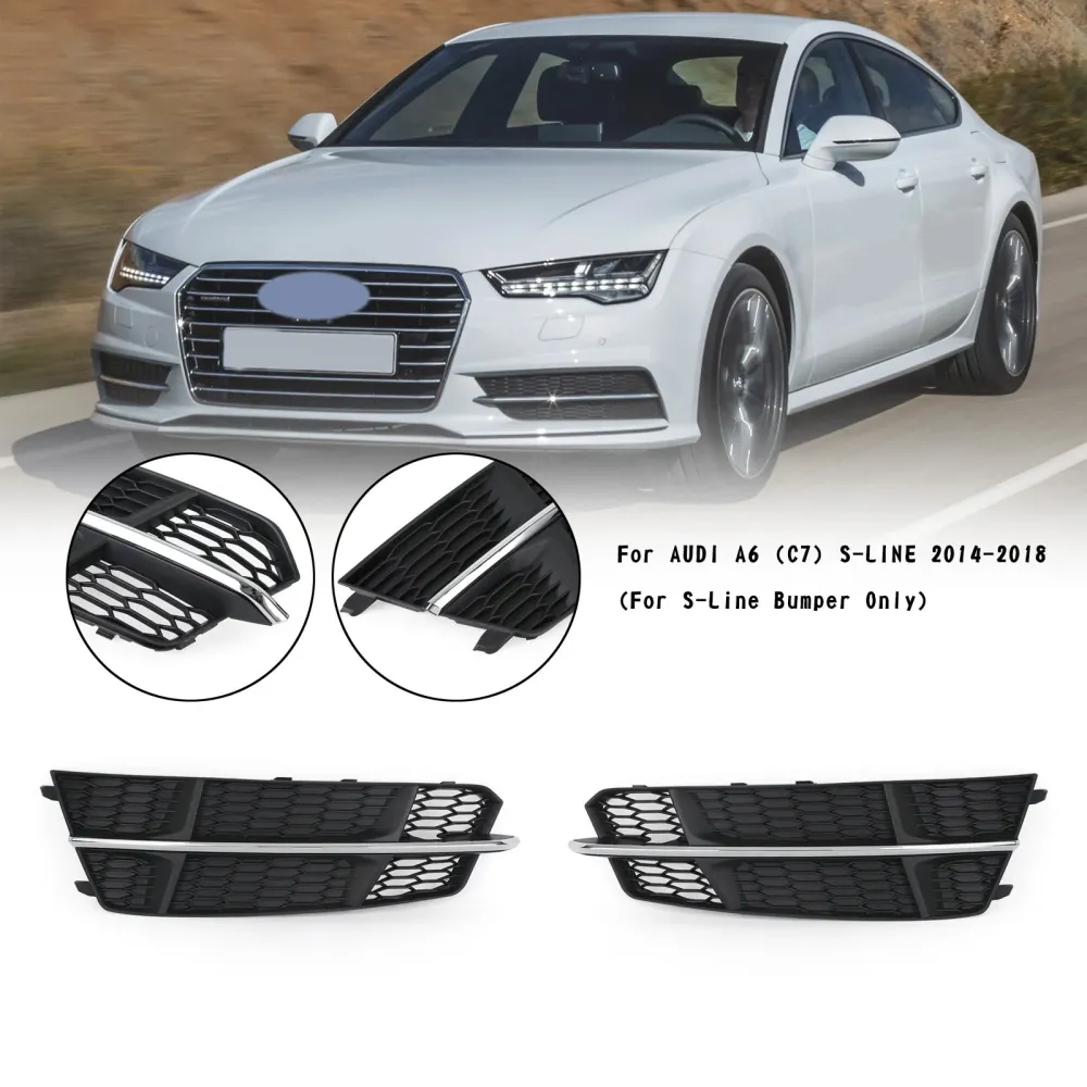 2016-2018 Audi A6 C7 S-Line Front Bumper Nedre grill Grill Black Chrome