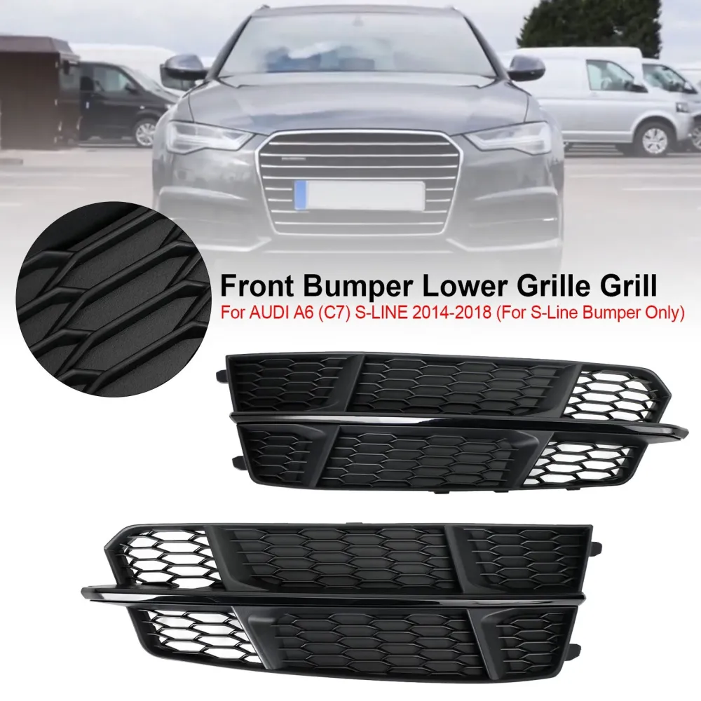 2016-2018 Audi A6 C7 S-Line Front Bumper Nedre grillgrill Matt Black