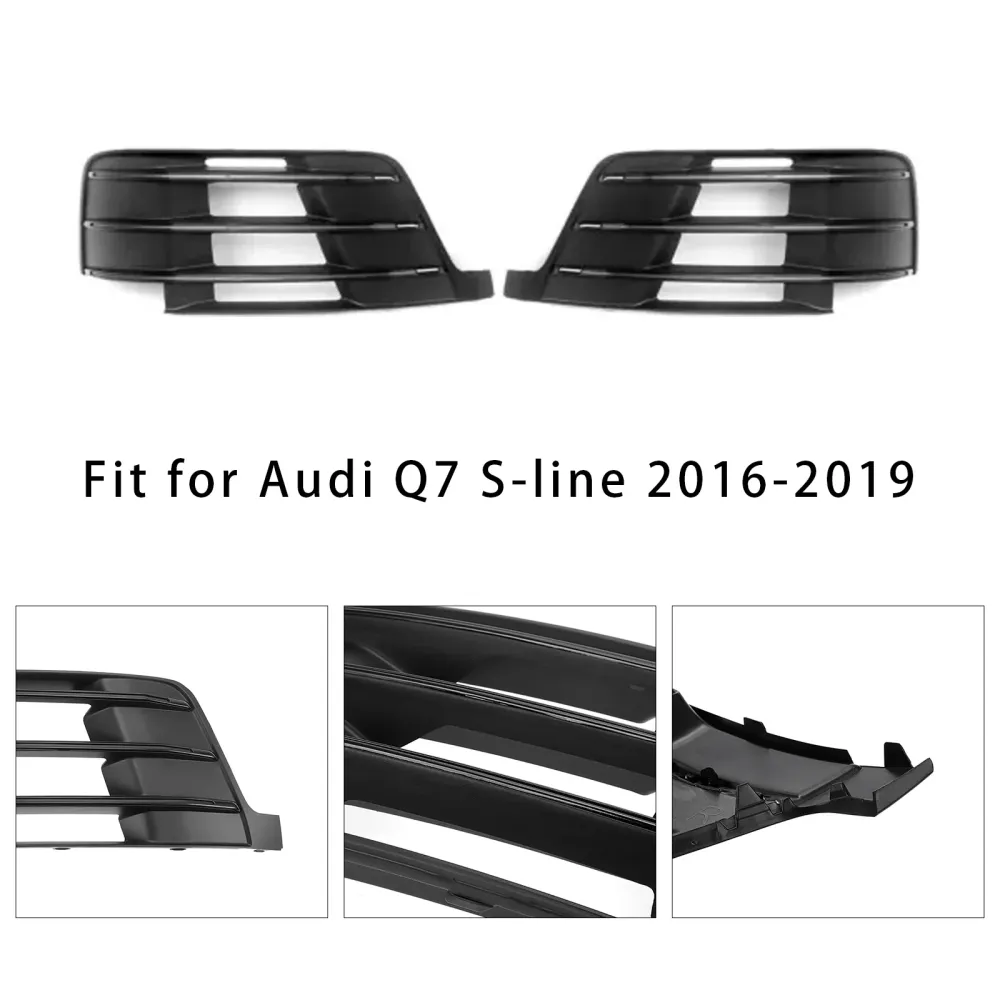 2016-2019 Audi Q7 S-Line 2x Original Car Front Bumper Fog Light Grilles 4M0807681D 4M0807682D