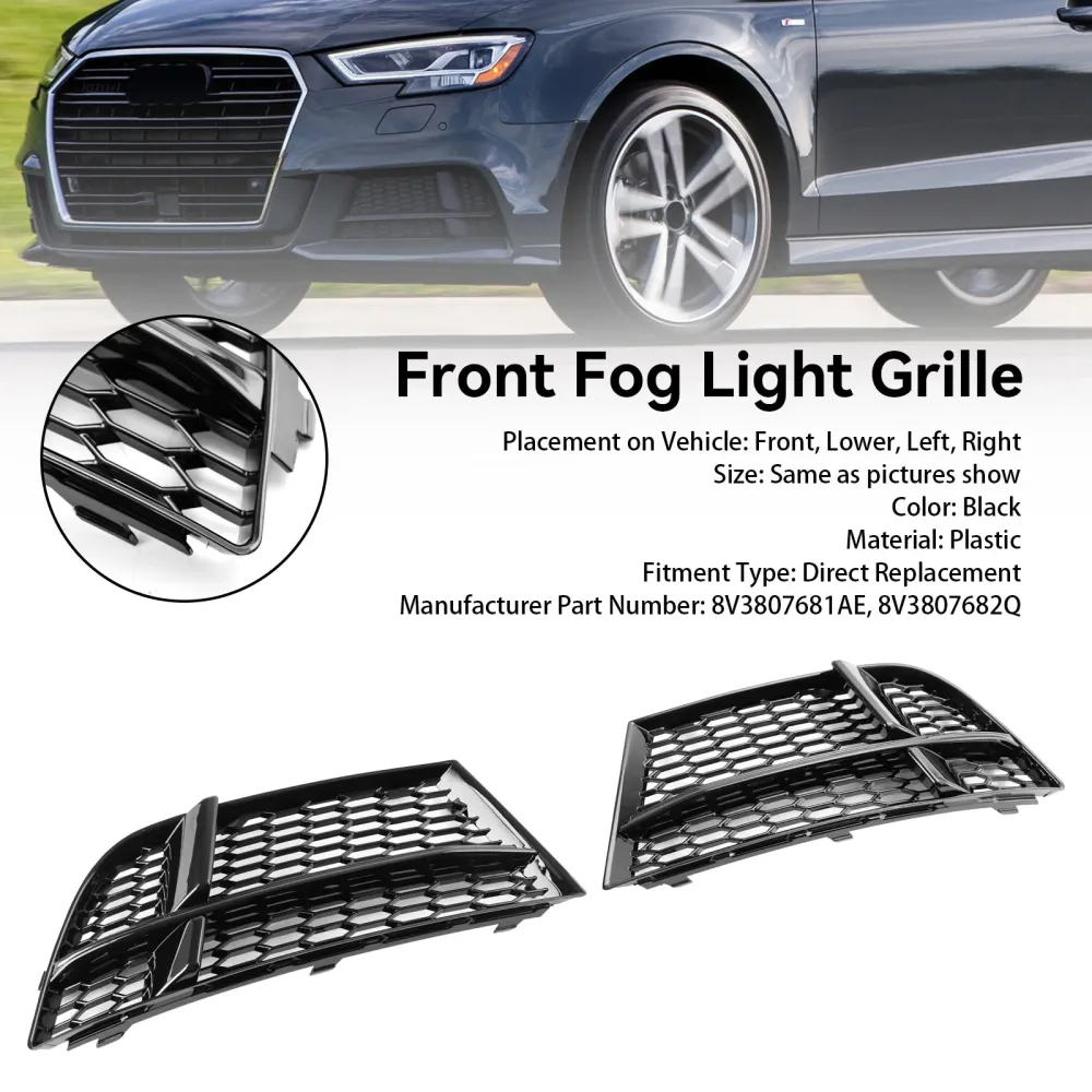 2017-2019 Audi A3 8V S-Line Sedan/Sportback/Convertible S3 Front Tog Light Cover Bezel Grille Grill