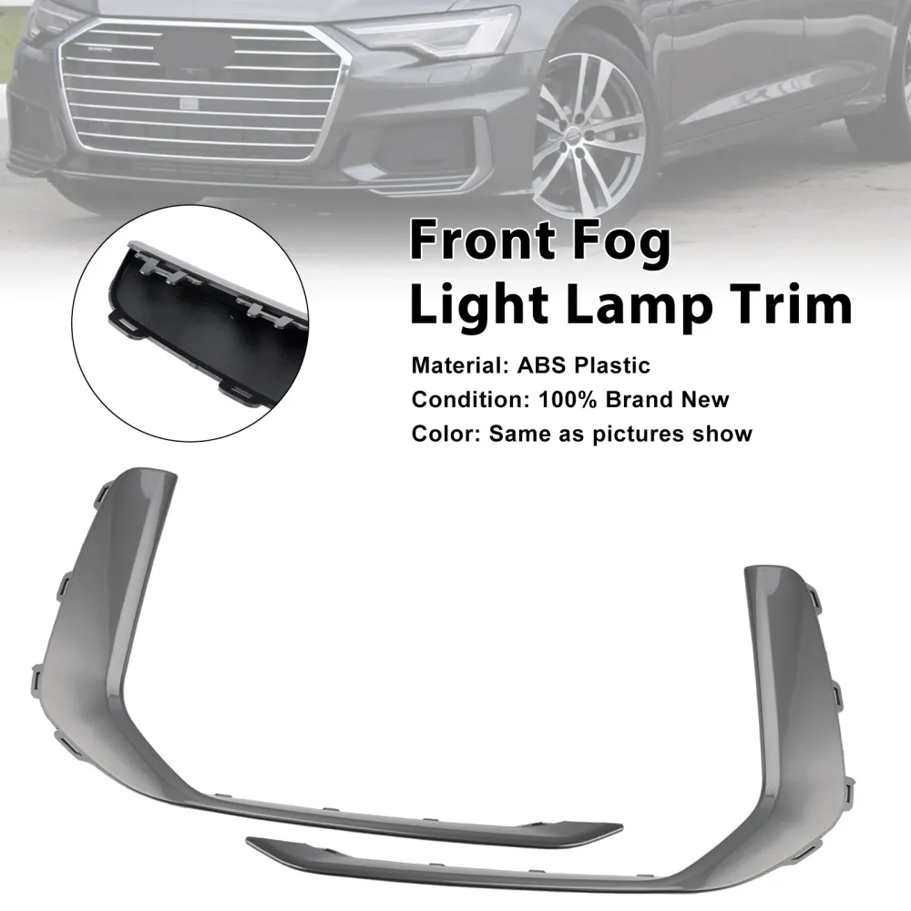 2019-2023 Audi A6 C8 S-Line S6 2PCS Front Tog Light Lamp Trim Grey