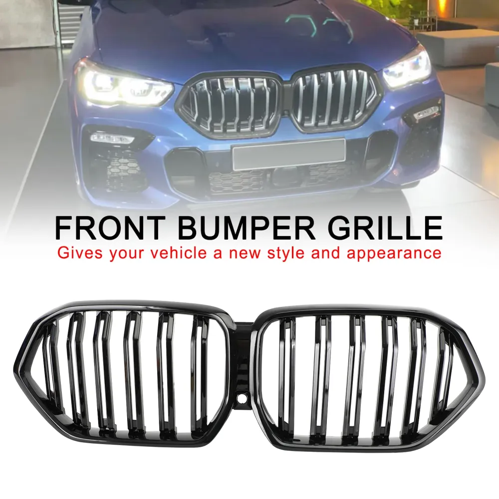 2020-2022 BMW x6 G06 M50i m/kamerahull Front Bumper Grille Grill Black