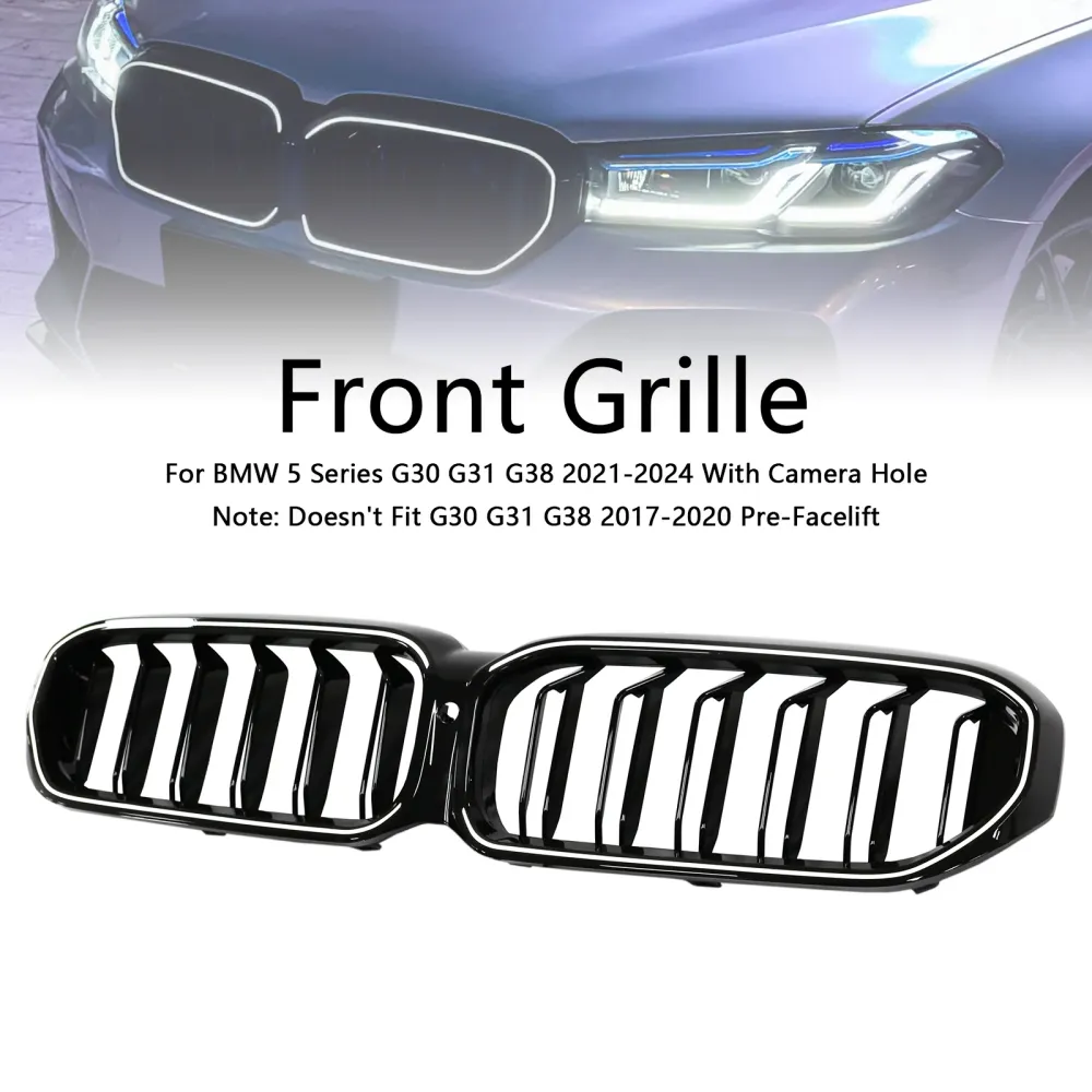 2021-2024 BMW 5-serie G30 G38 Dobbeltlaver Front Kidney Grille Gloss Black