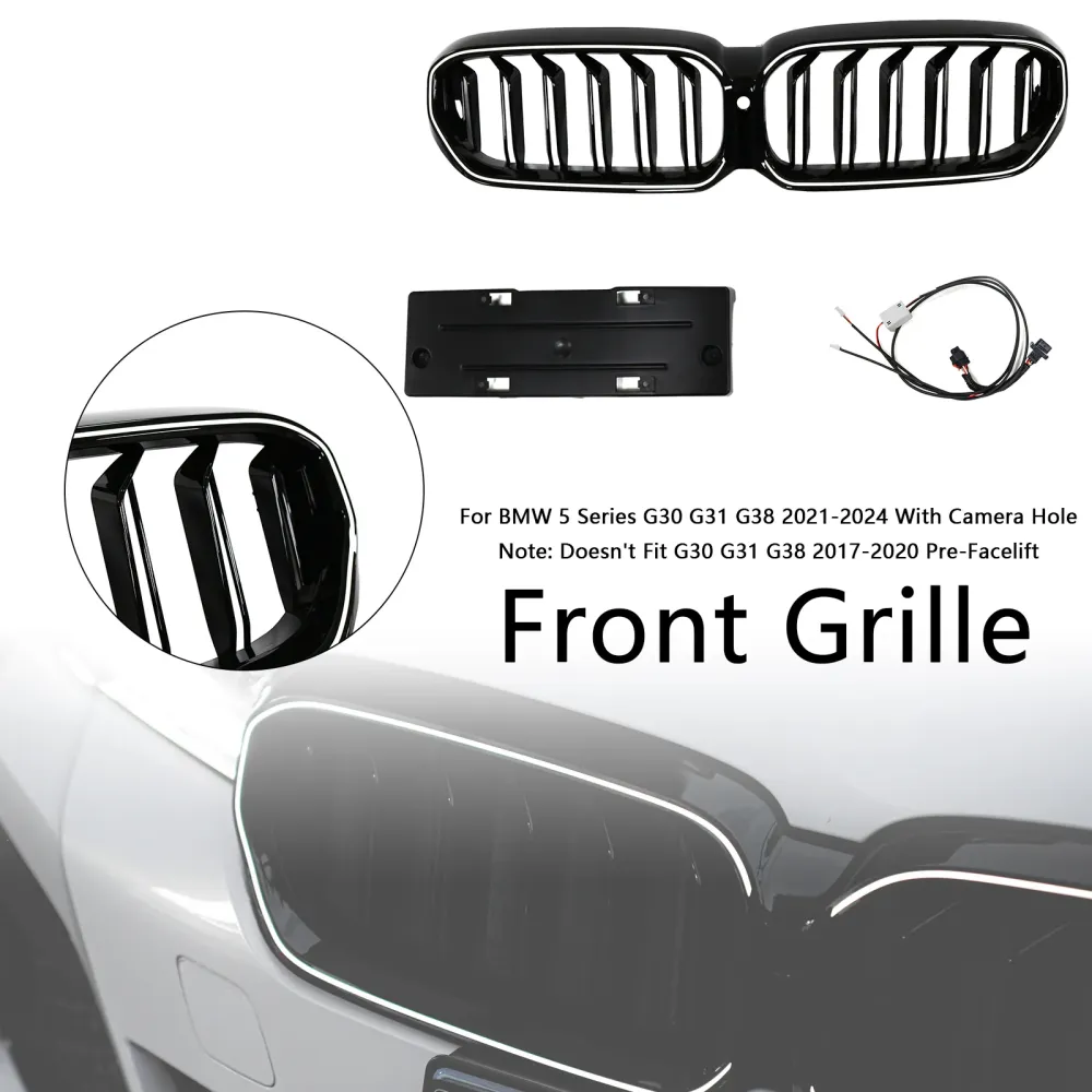 2021-2024 BMW 5-serie G30 G38 Dobbeltlaver Front Kidney Grille Gloss Black