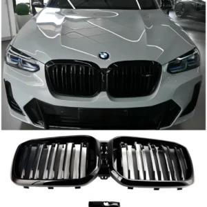 2022 2023 BMW X3 X4 G01 G02 Glans Black Front Kidney Grill Grille