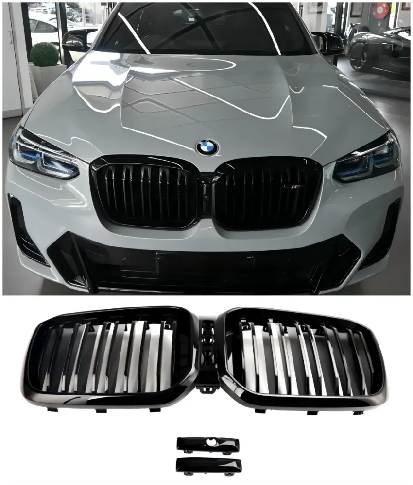 2022 2023 BMW X3 X4 G01 G02 Glans Black Front Kidney Grill Grille