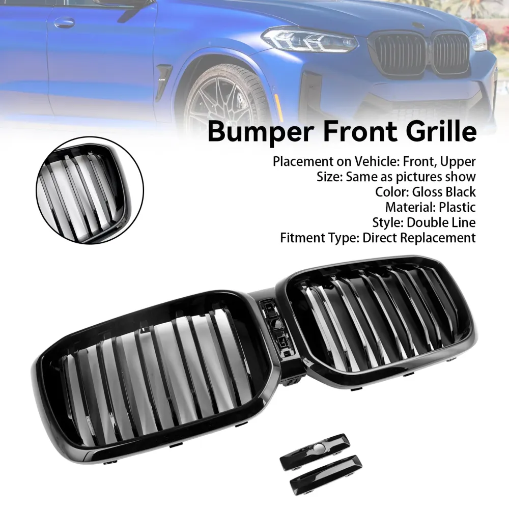 2022 2023 BMW X3 X4 G01 G02 Glans Black Front Kidney Grill Grille