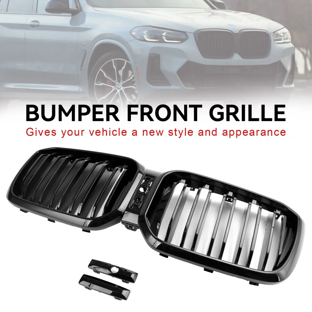 2022 2023 BMW X3 X4 G01 G02 Glans Black Front Kidney Grill Grille