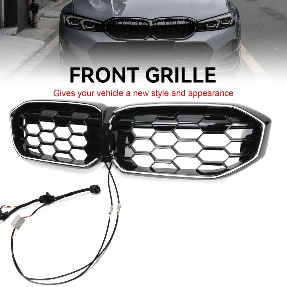 2023-2024 BMW 3-serie G20 G28 Diamond Gloss Black Front Kidney Grille Mesh