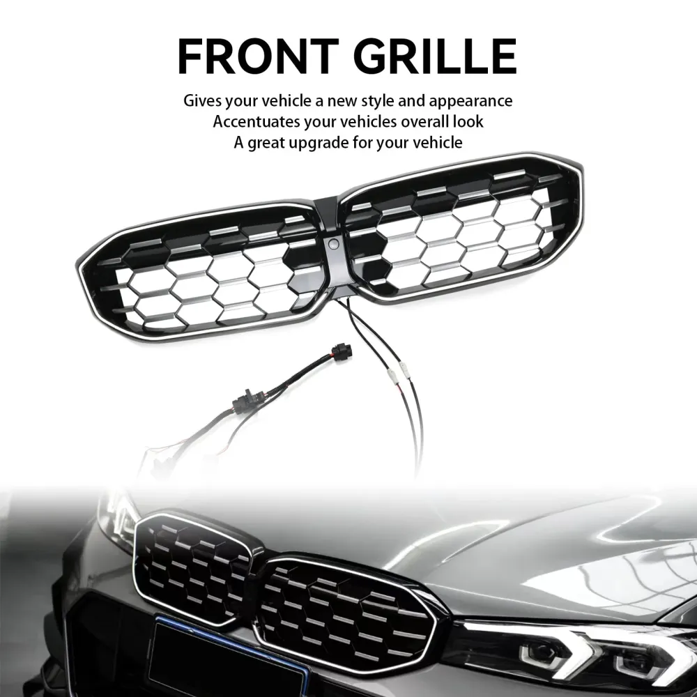 2023-2024 BMW 3-serie G20 G28 Diamond Black Silver Front Kidney Grille Mesh