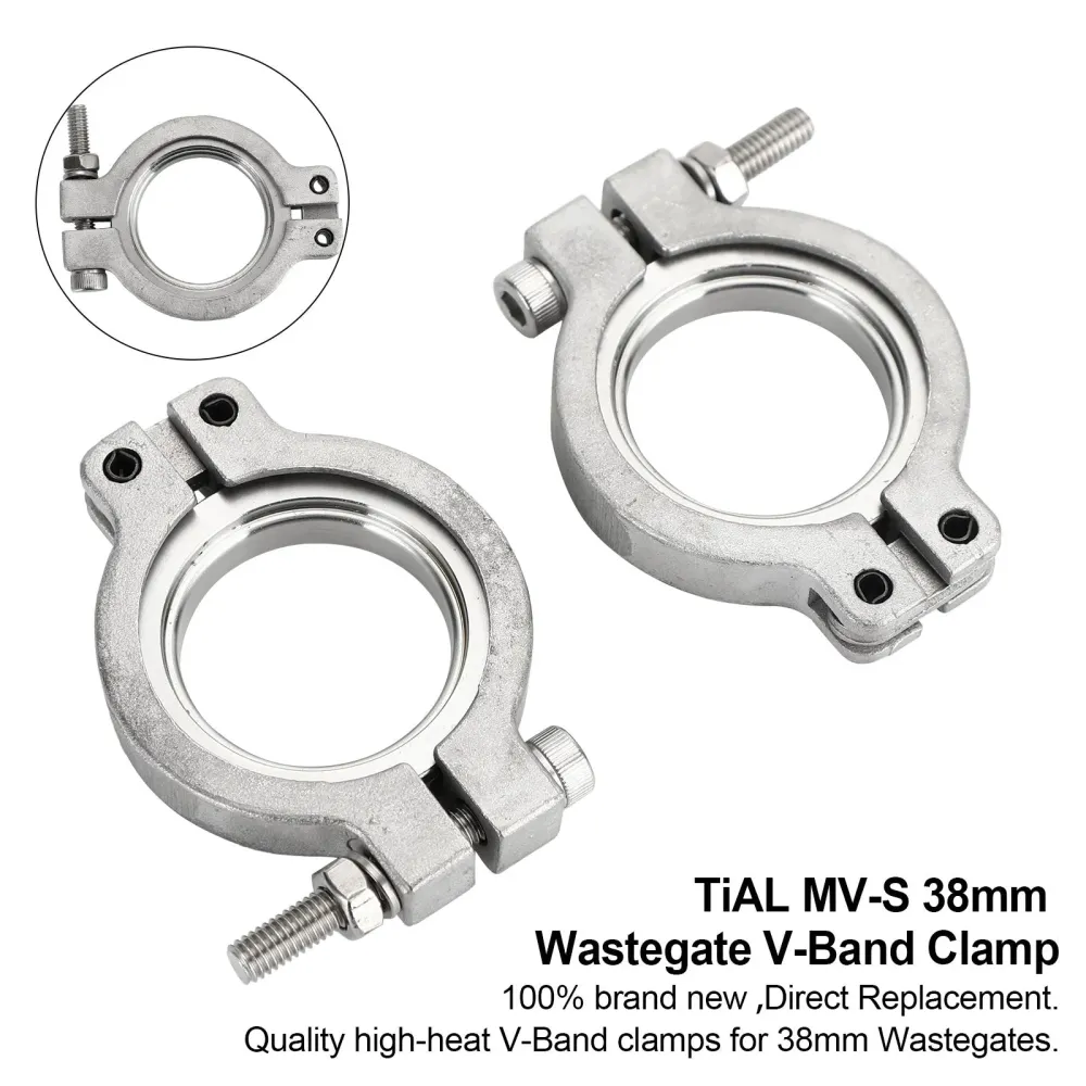 2pc Tial MV-S 38mm Wastegate V-Band Clamp Set Kit med skruer nøtter og tetninger generisk