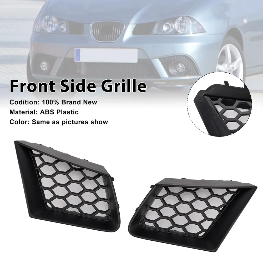 2PCS Honeycomb Front Grille Grill Fit Seat Ibiza Cordoba 6L 2002-2009 FR