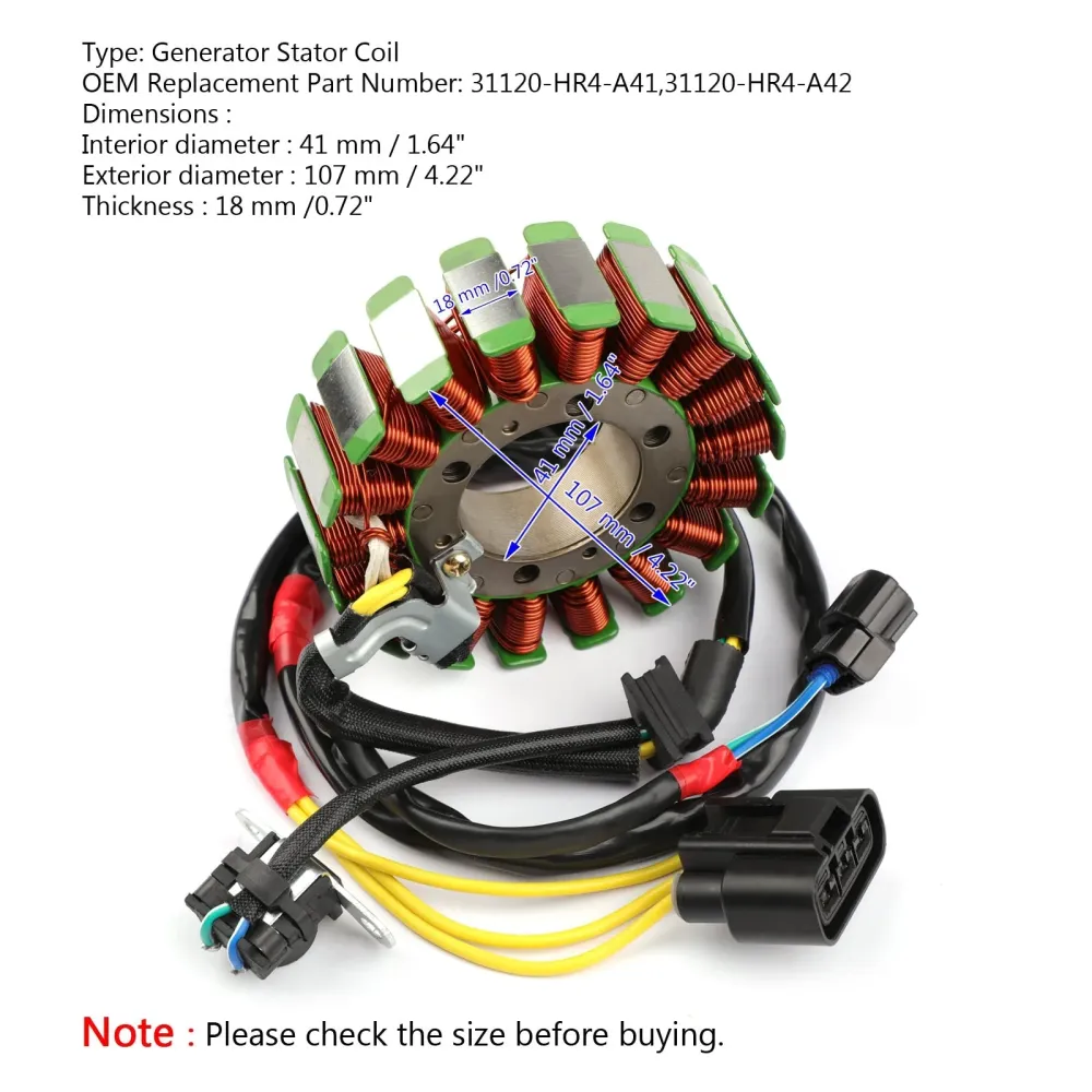 31120-HR4-A42 Stator Honda TRX 500 520 Fourtrax Foreman Fe FM 2014-2021 Generisk