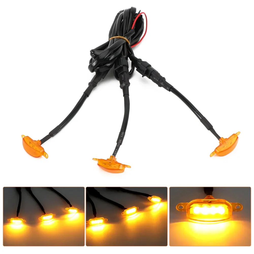 3pcs Amber Lens Amber Lamp Lamp Raptor Front Grille Running Light Fit Ford F-150 Generisk