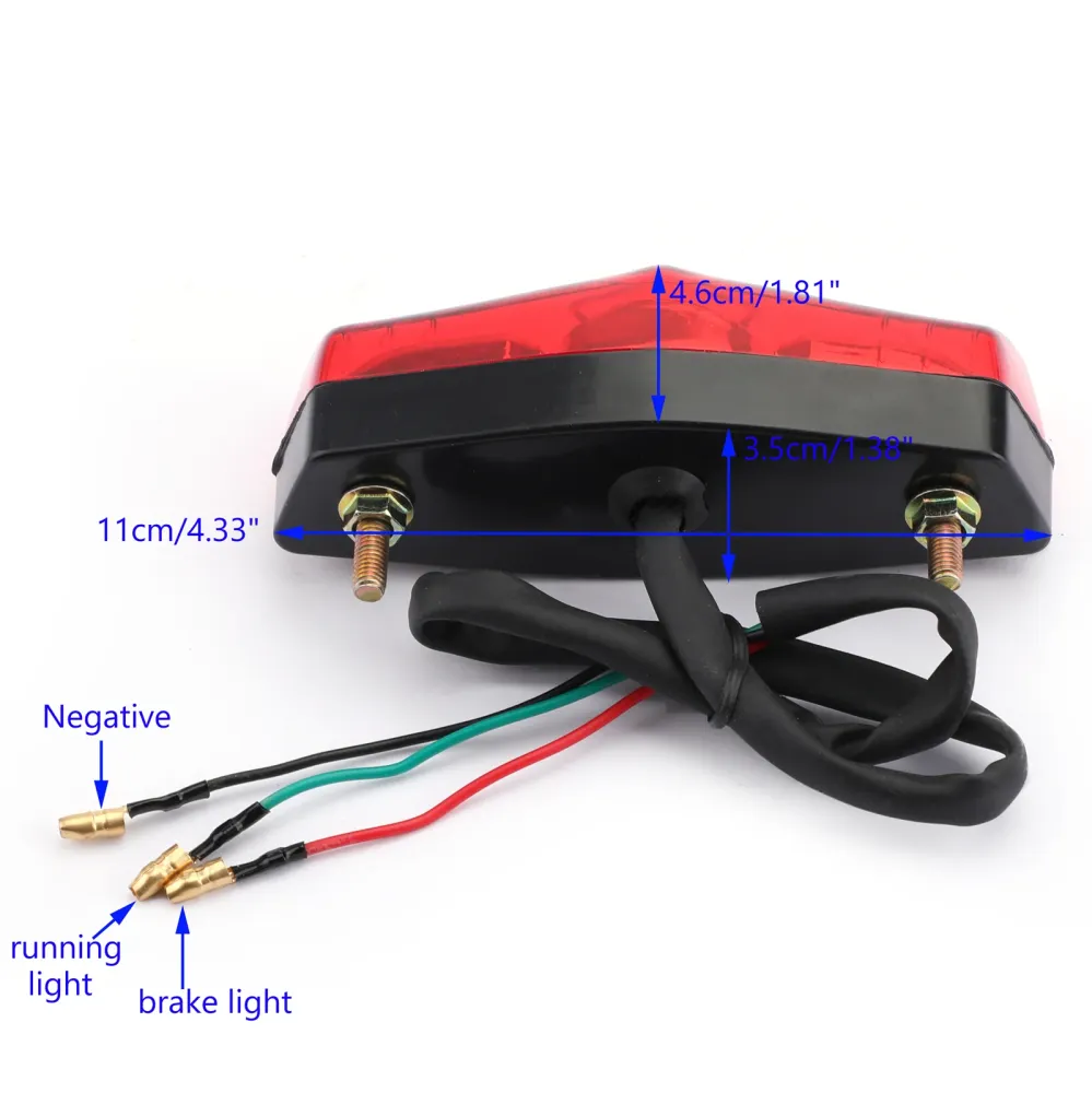 ABS Motorsykkel LED Rød 12V Bremsestopp Running baklys Lampe Universal