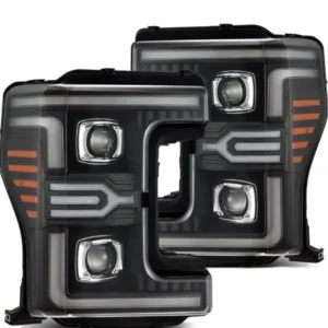 AlphaRex 17-19 Ford F-250/350/450/550 Super Duty LUXX-Series LED Proj Headlights Blk w/SS & SBDRL