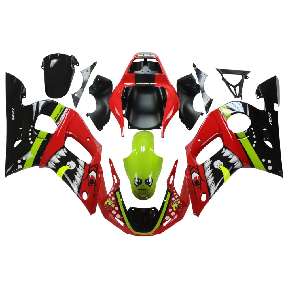 1998-2002 Yamaha YZF 600 R6 Injeksjon Fairing Kit Bodywork Plastic ABS #131 Amotopart
