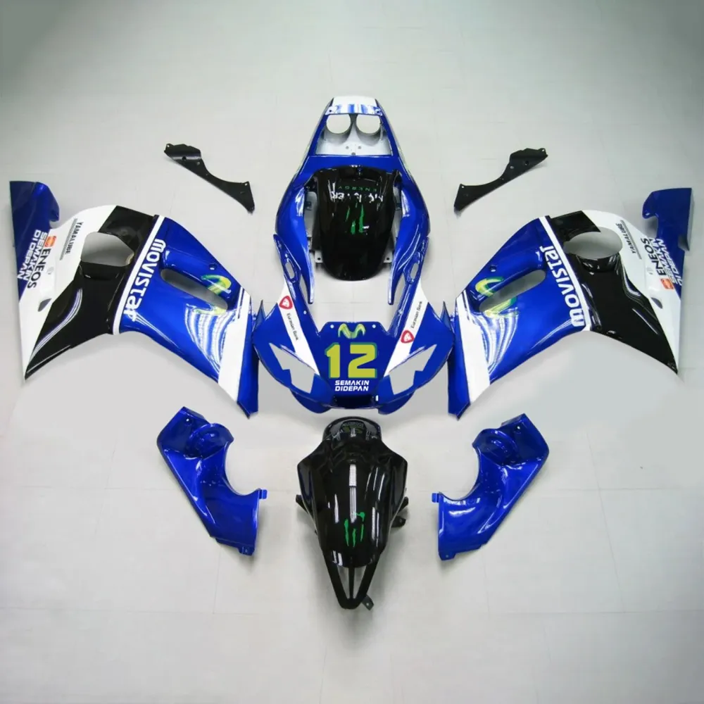1998-2002 Yamaha YZF 600 R6 Injeksjon Fairing Kit Bodywork Plastic ABS #128 Amotopart