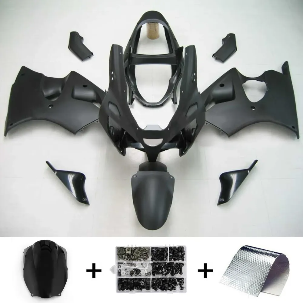 2000-2002 Kawasaki ZX6R 636 Black Fairing Kit Amotopart