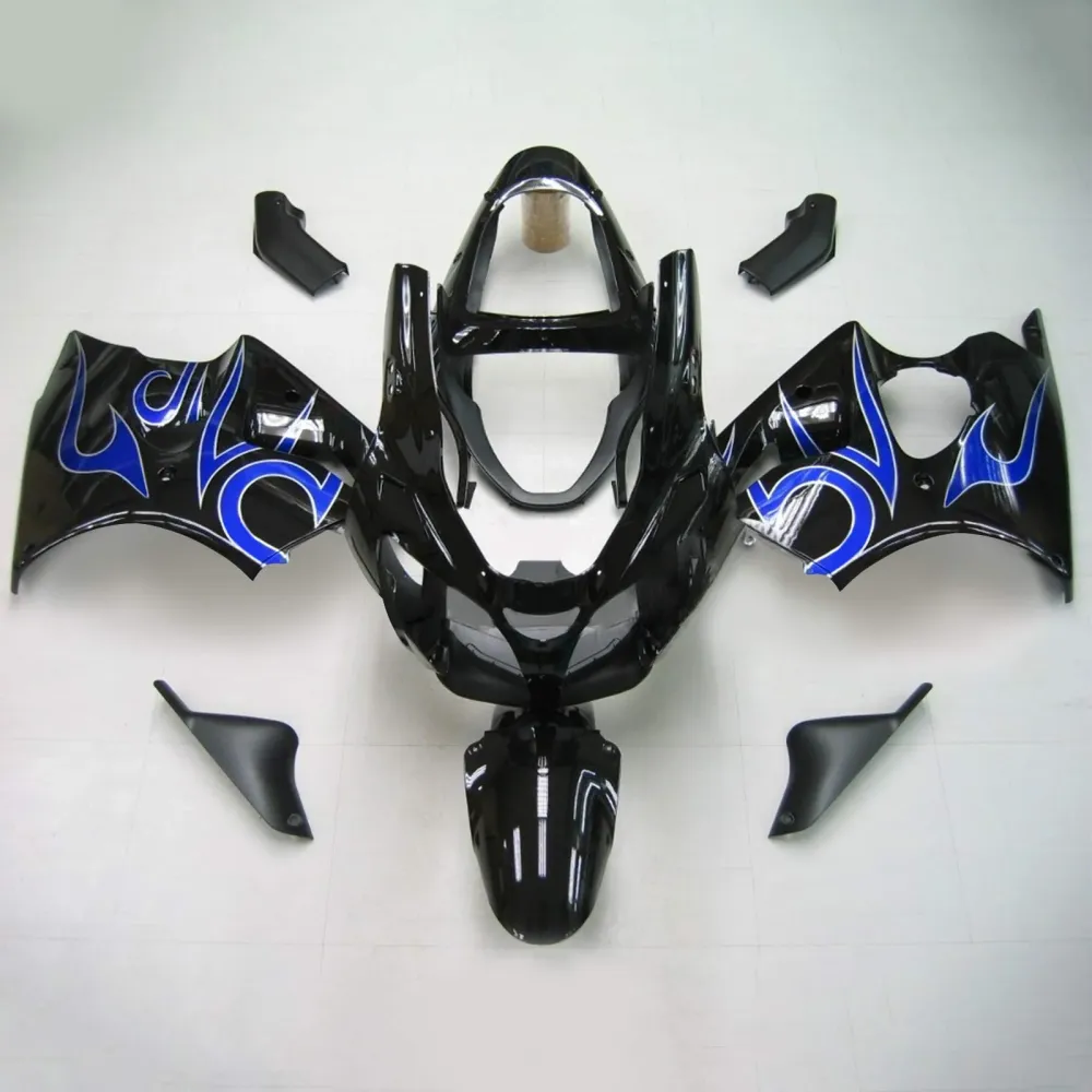 2000-2002 Kawasaki ZX6R 636 Black Mix Blue Fairing Kit Amotopart