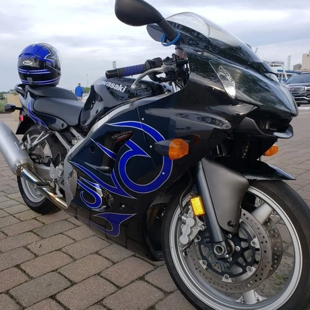 2000-2002 Kawasaki ZX6R 636 Black Mix Blue Fairing Kit Amotopart