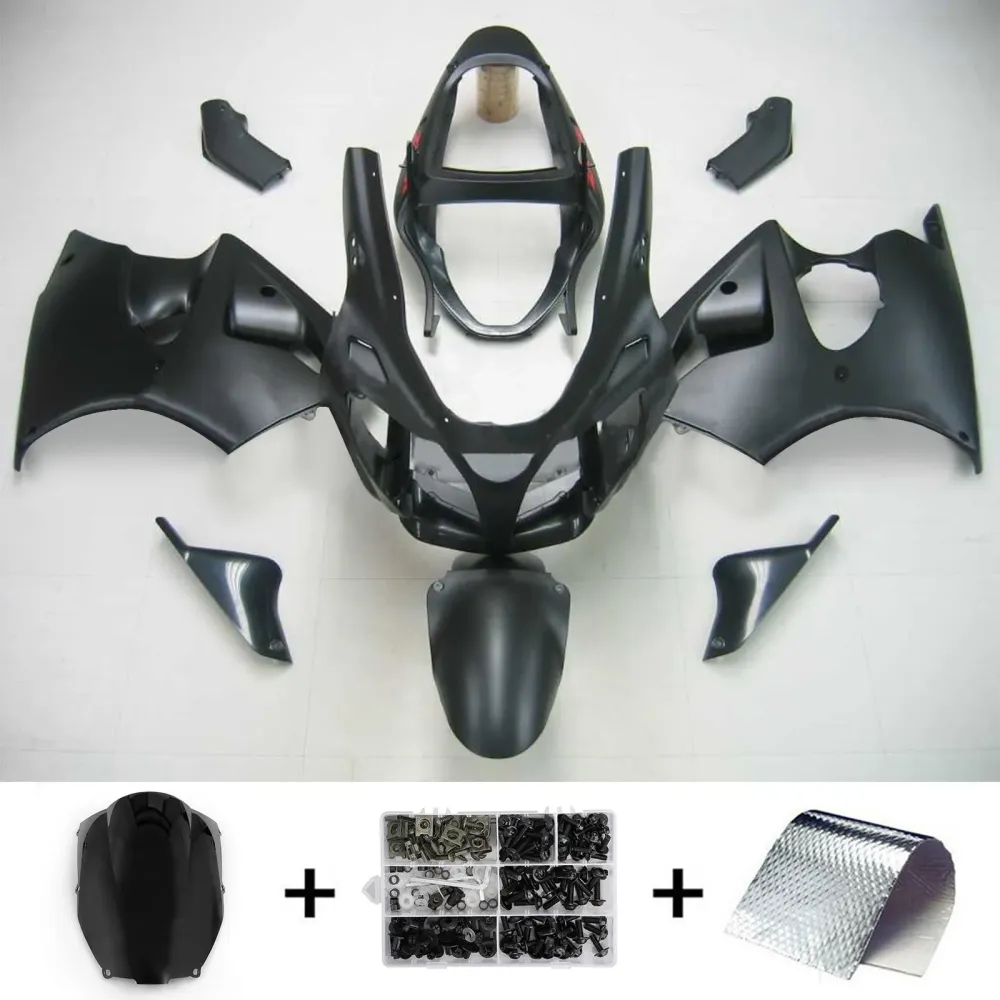 2000-2002 Kawasaki ZX6R Fairing All Black Kit Amotopart