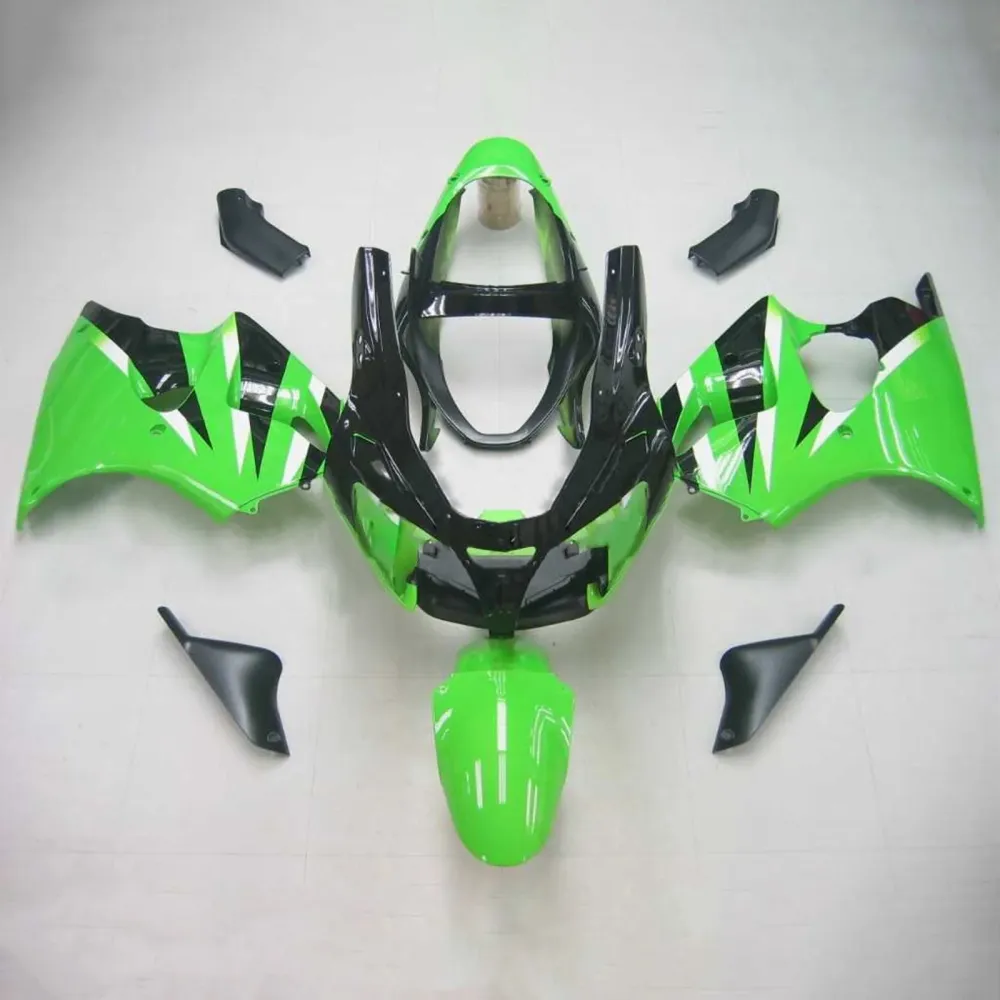 2000-2002 Kawasaki ZX6R Fairing Black Green Kit Amotopart
