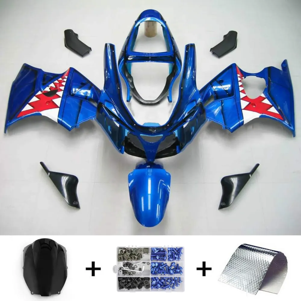 2000-2002 Kawasaki ZX6R Fairing Blue Shark Kit Amotopart