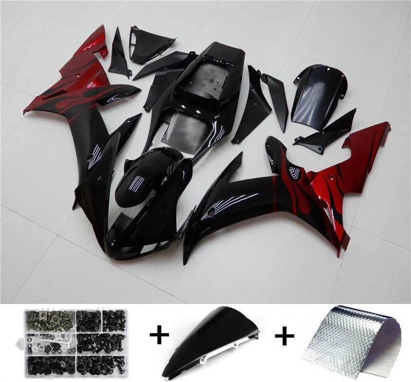 2002-2003 Yamaha YZF R1 Fairing Black Red Kit Amotopart