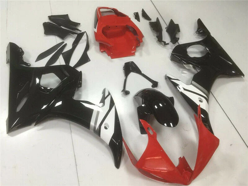 2003-2004 Fairing Injection Plastic Kit Fit Yamaha YZF R6 Red White Generic Amotopart