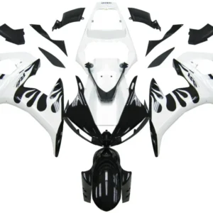2003-2004 Yamaha R6 & 2006-2009 YZF R6S kåpe hvit&Svart flammesett Amotopart