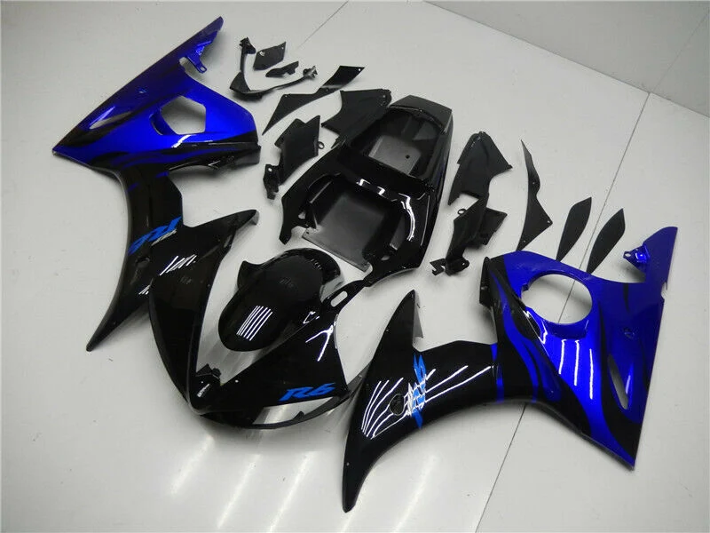 2003-2004 Yamaha YZF R6 Fairing Blue Black Kit Amotopart