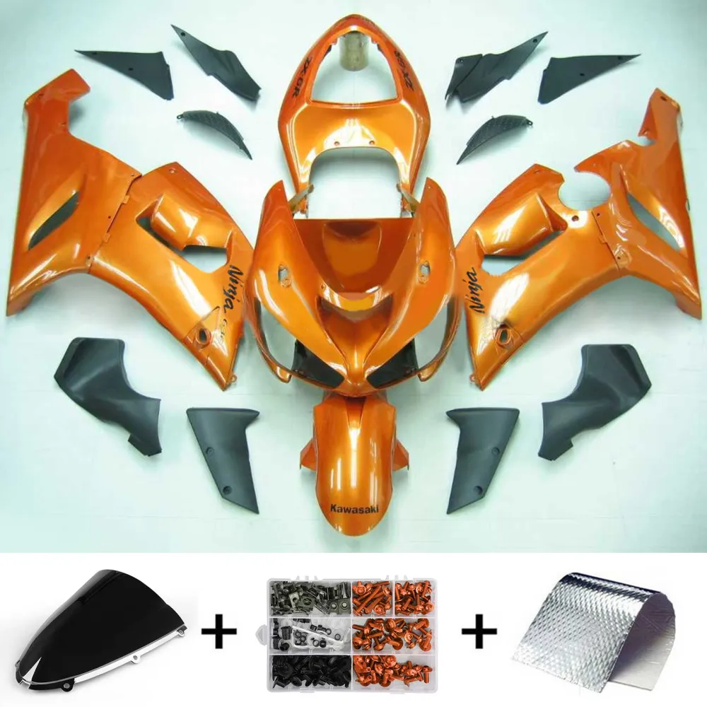 2005-2006 Kawasaki ZX6R 636 Amotopart Injeksjon Fairing Kit Bodywork Plastic ABS #109