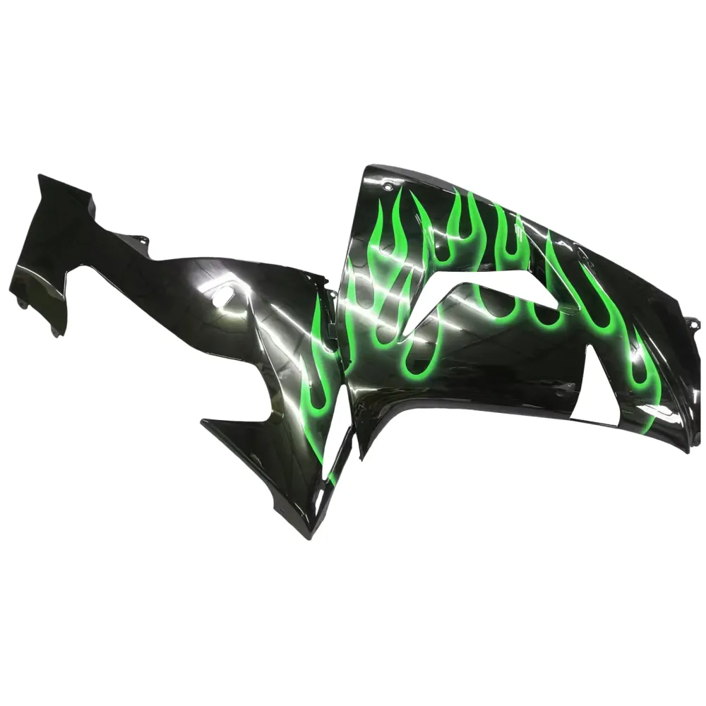 2006-2007 Kawasaki ZX10R Green Flames Fairing Kit Amotopart