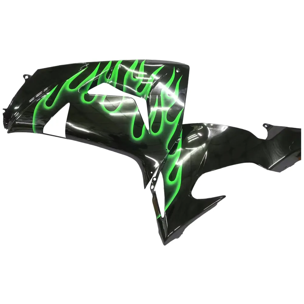 2006-2007 Kawasaki ZX10R Green Flames Fairing Kit Amotopart