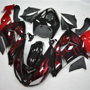 2006-2007 Kawasaki ZX10R Injection Fairing Red Flame Kit Amotopart