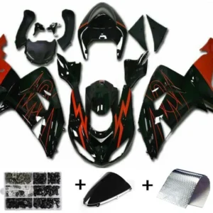 2006-2007 Kawasaki ZX10R Injeksjon Fairing Red Black Plastic Amotopart