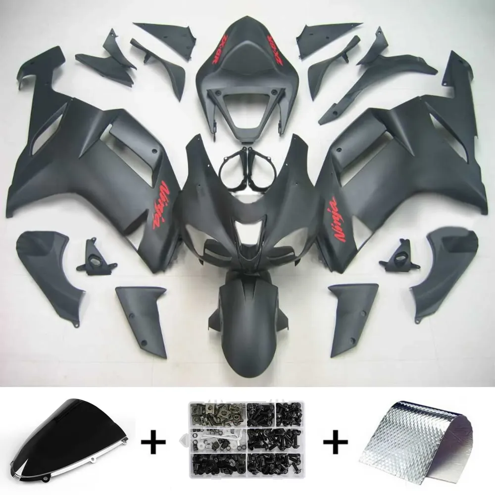 2007-2008 Kawasaki ZX6R 636 Amotopart Injeksjon Fairing Kit Bodywork Plastic ABS #116